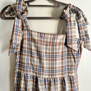 Aura Brown and Blue Plaid Dress